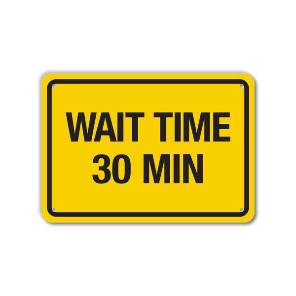 COVID Decal, Wait Time 30 Min, 14x10 Reflective, Lyle, Mfr#: LCUV-0025-RD_14x10